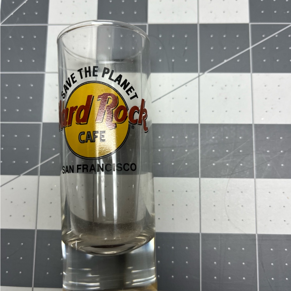 6 Hard Rock Cafe tall shot glasses and 1 Hurricane glass - Picture 6 of 8